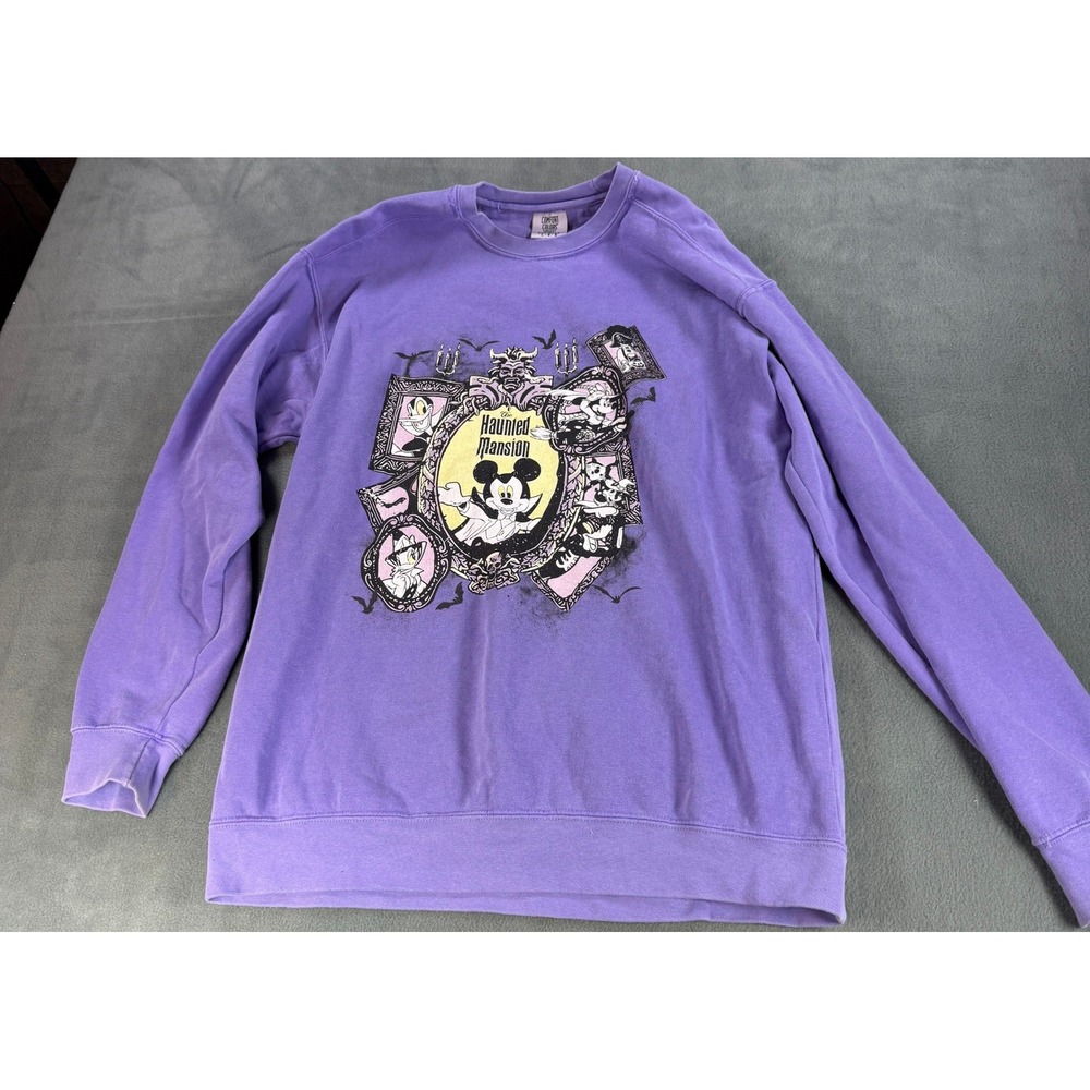 Comfort Colors Disney Haunted Mansion Mickey Mouse Purple Sweatshirt Large